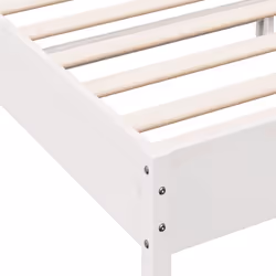 vidaXL Bed Frame with Headboard Bed Base White 140x200 cm Solid Wood Pine - white, 90 x 200 cm - Additional view 6