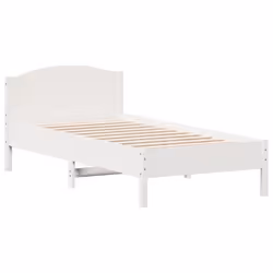vidaXL Bed Frame with Headboard Bed Base White 140x200 cm Solid Wood Pine - white, 75 x 190 cm