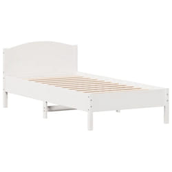 vidaXL Bed Frame with Headboard Bed Base White 140x200 cm Solid Wood Pine - white, 75 x 190 cm