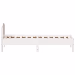 vidaXL Bed Frame with Headboard Bed Base White 140x200 cm Solid Wood Pine - white, 75 x 190 cm - Additional view 4