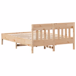 vidaXL Bed Frame with Headboard Wax Brown 150x200 cm King Size Solid Wood Pine - natural, 140 x 200 cm - Additional view 5