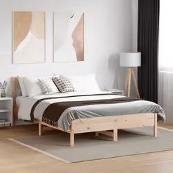 vidaXL Bed Frame with Headboard Wax Brown 150x200 cm King Size Solid Wood Pine - natural, 120 x 200 cm