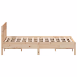 vidaXL Bed Frame with Headboard Wax Brown 150x200 cm King Size Solid Wood Pine - natural, 120 x 200 cm - Additional view 4