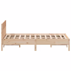 vidaXL Bed Frame with Headboard Wax Brown 150x200 cm King Size Solid Wood Pine - natural, 135 x 190 cm - Additional view 4