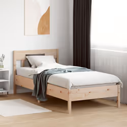 vidaXL Bed Frame with Headboard Wax Brown 150x200 cm King Size Solid Wood Pine - natural, 75 x 190 cm - Additional view 2