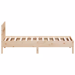 vidaXL Bed Frame with Headboard Wax Brown 150x200 cm King Size Solid Wood Pine - natural, 75 x 190 cm - Additional view 4
