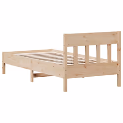 vidaXL Bed Frame with Headboard Wax Brown 150x200 cm King Size Solid Wood Pine - natural, 75 x 190 cm - Additional view 5