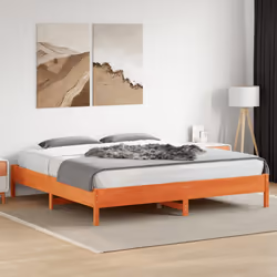 vidaXL Bed Frame Bedroom Bed Base Bedstead Mattress Foundation Solid Wood Pine - brown, 180 x 200 cm - Additional view 2