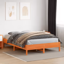 vidaXL Bed Frame Bedroom Bed Base Bedstead Mattress Foundation Solid Wood Pine - brown, 160 x 200 cm - Additional view 2