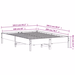vidaXL Bed Frame Bedroom Bed Base Bedstead Mattress Foundation Solid Wood Pine - brown, 160 x 200 cm - Additional view 8