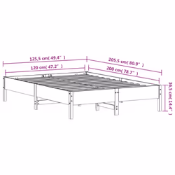 vidaXL Bed Frame Home Bed Base Bedstead Wax Brown 120x200 cm Solid Wood Pine - Additional view 8