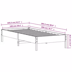 vidaXL Bed Frame Home Bed Base Bedstead Wax Brown 100x200 cm Solid Wood Pine - Additional view 3
