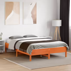 vidaXL Bed Frame Home Bed Base Bedstead Wax Brown 140x190 cm Solid Wood Pine