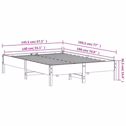 vidaXL Bed Frame Home Bed Base Bedstead Wax Brown 140x190 cm Solid Wood Pine - Additional view 8