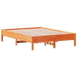 vidaXL Bed Frame Bed Base Bedstead Wax Brown 135x190 cm Double Solid Wood Pine