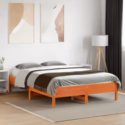 vidaXL Bed Frame Bed Base Bedstead Wax Brown 135x190 cm Double Solid Wood Pine