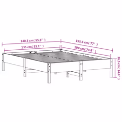 vidaXL Bed Frame Bed Base Bedstead Wax Brown 135x190 cm Double Solid Wood Pine - Additional view 8