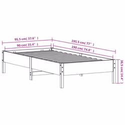 vidaXL Bed Frame Bed Base Bedstead Wax Brown 90x190 cm Single Solid Wood Pine - Additional view 8