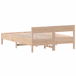 vidaXL Bed Frame with Headboard Bedstead Bed Base 120x200 cm Solid Wood Pine - 160 x 200 cm - Additional view 5