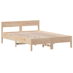 vidaXL Bed Frame with Headboard Bedstead Bed Base 120x200 cm Solid Wood Pine - 120 x 200 cm