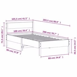 vidaXL Bed Frame with Headboard Bedstead Bed Base 120x200 cm Solid Wood Pine - 100 x 200 cm