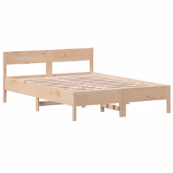 vidaXL Bed Frame with Headboard Bedstead Bed Base 120x200 cm Solid Wood Pine - 135 x 190 cm