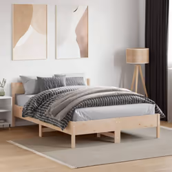 vidaXL Bed Frame with Headboard Bedstead Bed Base 120x200 cm Solid Wood Pine - 135 x 190 cm