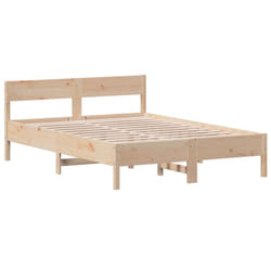 vidaXL Bed Frame with Headboard Bedstead Bed Base 120x200 cm Solid Wood Pine - 120 x 190 cm