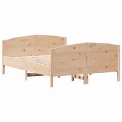 vidaXL Bed Frame with Headboard Bedroom Bed Base Bedstead Solid Wood Pine - natural, 160 x 200 cm