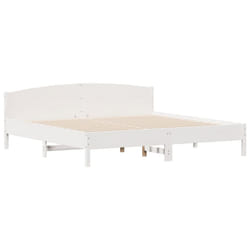 vidaXL Bed Frame with Headboard Bed Base White 140x200 cm Solid Wood Pine - white, 200 x 200 cm