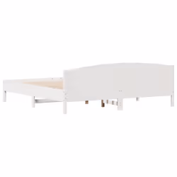 vidaXL Bed Frame with Headboard Bed Base White 140x200 cm Solid Wood Pine - white, 200 x 200 cm - Additional view 5