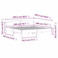 vidaXL Bed Frame with Headboard Bed Base White 140x200 cm Solid Wood Pine - white, 200 x 200 cm - Additional view 8