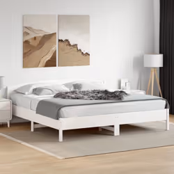 vidaXL Bed Frame with Headboard Bed Base White 140x200 cm Solid Wood Pine - white, 180 x 200 cm - Additional view 2