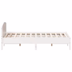 vidaXL Bed Frame with Headboard Bed Base White 140x200 cm Solid Wood Pine - white, 180 x 200 cm - Additional view 4