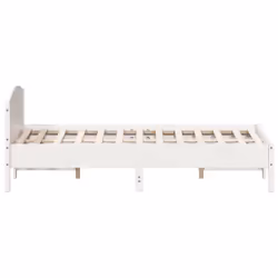 vidaXL Bed Frame with Headboard Bed Base White 140x200 cm Solid Wood Pine - white, 160 x 200 cm - Additional view 4