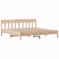 vidaXL Bed Frame with Headboard Wax Brown 150x200 cm King Size Solid Wood Pine - natural, 200 x 200 cm