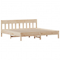 vidaXL Bed Frame with Headboard Wax Brown 150x200 cm King Size Solid Wood Pine - natural, 200 x 200 cm