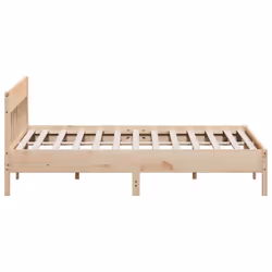 vidaXL Bed Frame with Headboard Wax Brown 150x200 cm King Size Solid Wood Pine - natural, 200 x 200 cm - Additional view 4