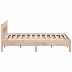 vidaXL Bed Frame with Headboard Wax Brown 150x200 cm King Size Solid Wood Pine - natural, 180 x 200 cm - Additional view 4
