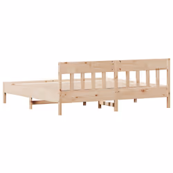 vidaXL Bed Frame with Headboard Wax Brown 150x200 cm King Size Solid Wood Pine - natural, 180 x 200 cm - Additional view 5