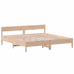 vidaXL Bed Frame with Headboard Bedstead Bed Base 120x200 cm Solid Wood Pine - 200 x 200 cm