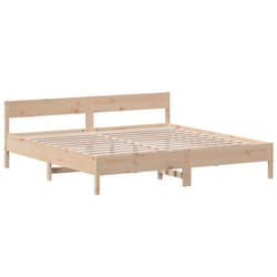 vidaXL Bed Frame with Headboard Bedstead Bed Base 120x200 cm Solid Wood Pine - 200 x 200 cm