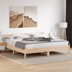 vidaXL Bed Frame with Headboard Bedstead Bed Base 120x200 cm Solid Wood Pine - 200 x 200 cm