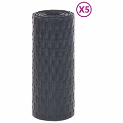 vidaXL Balcony Screens Patio Privacy Screen 10 pcs Black 255x19 cm Poly Rattan - anthracite, 5 pcs