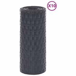 vidaXL Balcony Screens Patio Privacy Screen 10 pcs Black 255x19 cm Poly Rattan - anthracite, 10 pcs