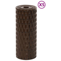vidaXL Balcony Screens Patio Privacy Screen 10 pcs Black 255x19 cm Poly Rattan - brown and black, 5 pcs