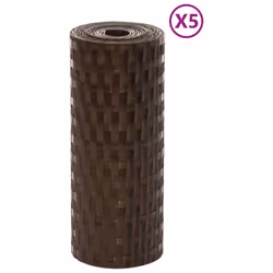 vidaXL Balcony Screens Patio Privacy Screen 10 pcs Black 255x19 cm Poly Rattan - brown and black, 5 pcs