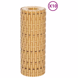 vidaXL Balcony Screens Patio Privacy Screen 10 pcs Black 255x19 cm Poly Rattan - light brown, 10 pcs