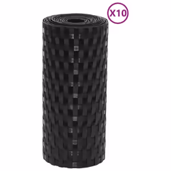 vidaXL Balcony Screens Patio Privacy Screen 10 pcs Black 255x19 cm Poly Rattan - black, 10 pcs