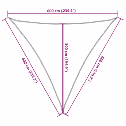vidaXL Sun Shade Sail Awning Canopy Light Grey 6x6x6 m 100% Polyester Oxford - Additional view 3